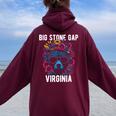 Bigtone Gap バージニア Usa クマと花のデザイン 長袖tシャツ レディース オーバーサイズ パーカー バックプリント Maroon