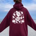 Cozyeason Duck かわいい 秋 パンプキン スパイス 秋 コーヒー 長袖tシャツ レディース オーバーサイズ パーカー バックプリント Maroon
