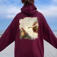 Creation Of Chicken Adam クラシック ミケランジェロ ニワトリ ファニー レディース オーバーサイズ パーカー バックプリント Maroon