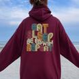 Eatleep Be Edwin Repeat Groovy Retro Edwin レディース オーバーサイズ パーカー バックプリント Maroon