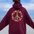Flower Power Peace Love 60年代 70年代 ヒッピーコスチューム レディース オーバーサイズ パーカー バックプリント Maroon
