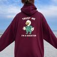 Trust Me I'm A Ducktor メディカルしゃれクワック ダックドクター レディース オーバーサイズ パーカー バックプリント Maroon