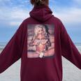 Hot Girl On ピストルを持つ少女 レディース オーバーサイズ パーカー バックプリント Maroon