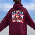 Imell Hippies Peace 4Th Of July For Hippie レディース オーバーサイズ パーカー バックプリント Maroon
