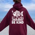 Be Kind Fish 学校教師の初日おめでとう レディース オーバーサイズ パーカー バックプリント Maroon