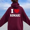 I Love Komaki アイラブ小牧 レディース オーバーサイズ パーカー バックプリント Maroon