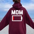 Mom Battery Low Mother Family Mama Mommy Mom レディース オーバーサイズ パーカー バックプリント Maroon
