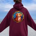Novacotia Duck Tolling Retriever Toller Dog ステンドグラス レディース オーバーサイズ パーカー バックプリント Maroon