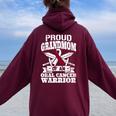 Oral Cancer Warrior Awareness リボン Proud Grandmom Of An Oral Cancer Warrior レディース オーバーサイズ パーカー バックプリント Maroon