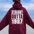 Straight Outta 1967 Womenintage 1967 Birth Of Birthday レディース オーバーサイズ パーカー バックプリント Maroon