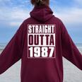 Straight Outta 1987 Womenintage 1987 Birth Of Birthday レディース オーバーサイズ パーカー バックプリント Maroon