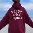 Tacos And Tequila Cinco De Mayo メンズ レディース メキシカン ドリンク レディース オーバーサイズ パーカー バックプリント Maroon