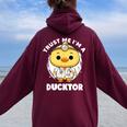Trust Me I'm A Ducktor Duck Nurse 小児科医 レディース オーバーサイズ パーカー バックプリント Maroon