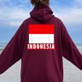 インドネシア国旗 アンティーク調 ナショナル インドネシア 男性 女性 キッズ レディース オーバーサイズ パーカー バックプリント Maroon