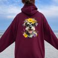 シュナウザー ママ 犬好き 母の日 レトロ 花 レディース オーバーサイズ パーカー バックプリント Maroon