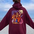 マティス 絵画 美的 花 人工抽象 秋 レディース オーバーサイズ パーカー バックプリント Maroon