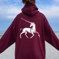 ユニコーン 神話上の生き物 おとぎ話 ファンタジー ヴィンテージ 古い Unicorn Fairy Tale Horse 長袖tシャツ レディース オーバーサイズ パーカー バックプリント Maroon