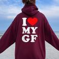 ユーズド加工 I Heart My Girlfriend アパレル I Love My Gf レディース オーバーサイズ パーカー バックプリント Maroon
