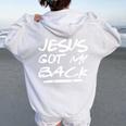 Jesus Got My Back Christian Bible レディース オーバーサイズ パーカー バックプリント White