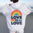 Lgbtq Love Is Love Gay Pride Lgbt Ally Rainbow Flagintage レディース オーバーサイズ パーカー バックプリント White
