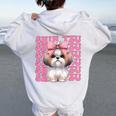 コケット 弓 シーズー 女の子 犬 ママ 母の日 ピンク レディース オーバーサイズ パーカー バックプリント White