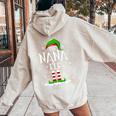 Nana Elf Squad Xmas Family Matching Group Christmas Elf Women Oversized Hoodie Back Print Sand