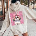 コケット 弓 シーズー 女の子 犬 ママ 母の日 ピンク レディース オーバーサイズ パーカー バックプリント Sand