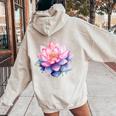 蓮の花 ユリパッド、自然、花、ビューティーアート レディース オーバーサイズ パーカー バックプリント Sand