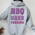 Bbq Beer Freedom シャツ ビンテージ レディース オーバーサイズ パーカー バックプリント Sport Grey