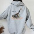 Giraffe キリン イラスト おしゃれ かっこいい キリンの絵 リアル 熱帯の花 野生生物 キリン好き レディース オーバーサイズ パーカー バックプリント Sport Grey
