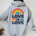 Lgbtq Love Is Love Gay Pride Lgbt Ally Rainbow Flagintage レディース オーバーサイズ パーカー バックプリント Sport Grey