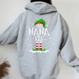 Nana Elf Squad Xmas Family Matching Group Christmas Elf Women Oversized Hoodie Back Print Sport Grey