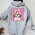コケット 弓 シーズー 女の子 犬 ママ 母の日 ピンク レディース オーバーサイズ パーカー バックプリント Sport Grey
