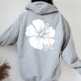 ハイビスカス 花 アロハ ハワイ ハワイ諸島 ビーチ サーフィン レディース オーバーサイズ パーカー バックプリント Sport Grey