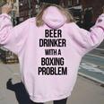 Beer Drinker With A Boxing Problem おもしろワークアウトボクサー 長袖tシャツ レディース オーバーサイズ パーカー バックプリント Light Pink
