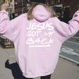 Jesus Got My Back Christian Bible レディース オーバーサイズ パーカー バックプリント Light Pink