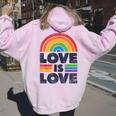 Lgbtq Love Is Love Gay Pride Lgbt Ally Rainbow Flagintage レディース オーバーサイズ パーカー バックプリント Light Pink