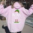 Nana Elf Squad Xmas Family Matching Group Christmas Elf Women Oversized Hoodie Back Print Light Pink