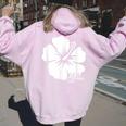 ハイビスカス 花 アロハ ハワイ ハワイ諸島 ビーチ サーフィン レディース オーバーサイズ パーカー バックプリント Light Pink