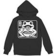 おもしろい 不機嫌そうなカエル ラーメン かわいい 水墨画 日本語 長袖tシャツ パーカー