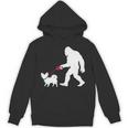 レトロ ビッグフット ウォーキング パピヨン 犬 面白い サスカッチ 長袖tシャツ パーカー
