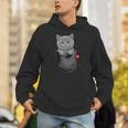 ブリティッシュショートヘア猫 ポケットの中 のぞくかわいい子猫 長袖tシャツ パーカー