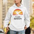 レトロ ヴィンテージ サンセット 2024 I Love Hummers コリブリ ハチドリ パーカー