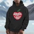 「Red Apple Fresh Fruit 」 ハート型 Love りんご フルーツ ユニークデザイン 長袖tシャツ パーカー