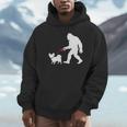 レトロ ビッグフット ウォーキング パピヨン 犬 面白い サスカッチ 長袖tシャツ パーカー