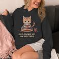 Cat-Ching Up On Pottery 面白い猫好きデザイン パーカー