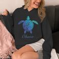 Save The Hawaii ウミガメ ハワイアン ブルー トライバル 亀 ホヌ 長袖tシャツ パーカー