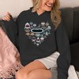 サメの識別 サメの顔 サメのハート 長袖tシャツ パーカー