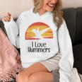 レトロ ヴィンテージ サンセット 2024 I Love Hummers コリブリ ハチドリ パーカー