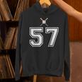 57 番 野球スタイル ヴィンテージホワイト パーカー